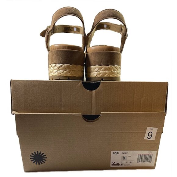 UGG Women’s NEUSCH Chestnut Suede Platform Espadrilles Sandals Size 9 New - Picture 8 of 8